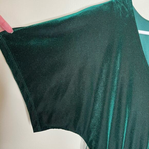 June & Hudson Jumpsuit MEDIUM Emerald Green Velvet Dolman Ankle V-Neck Holiday - Picture 5 of 13